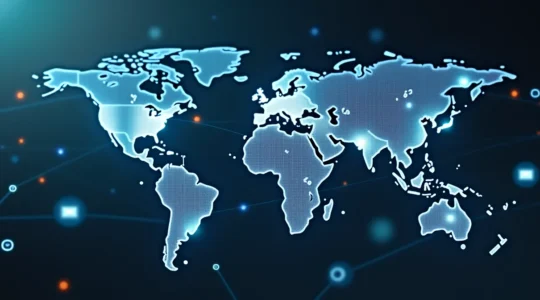Symbolische Darstellung eines globalen Netzwerks mit verschiedenen internationalen Kontakten und Verbindungen