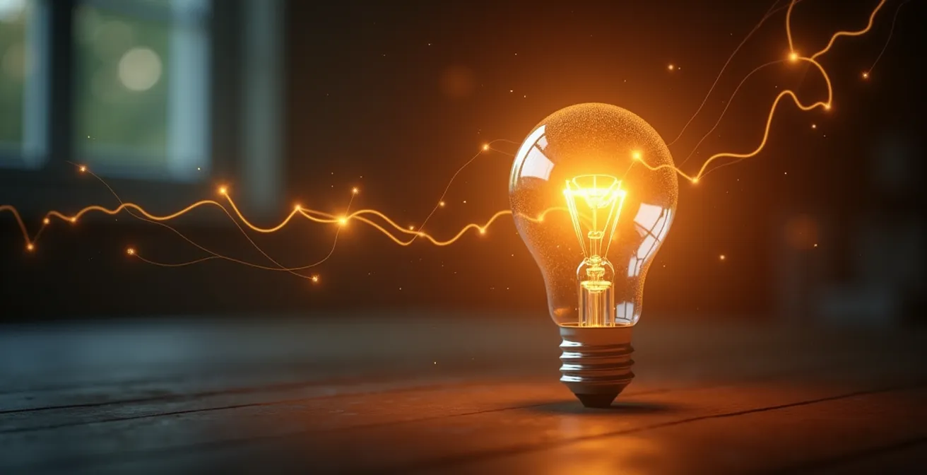 Symbolische Darstellung einer leuchtenden Vision, die eine brillante Idee zum Leben erweckt