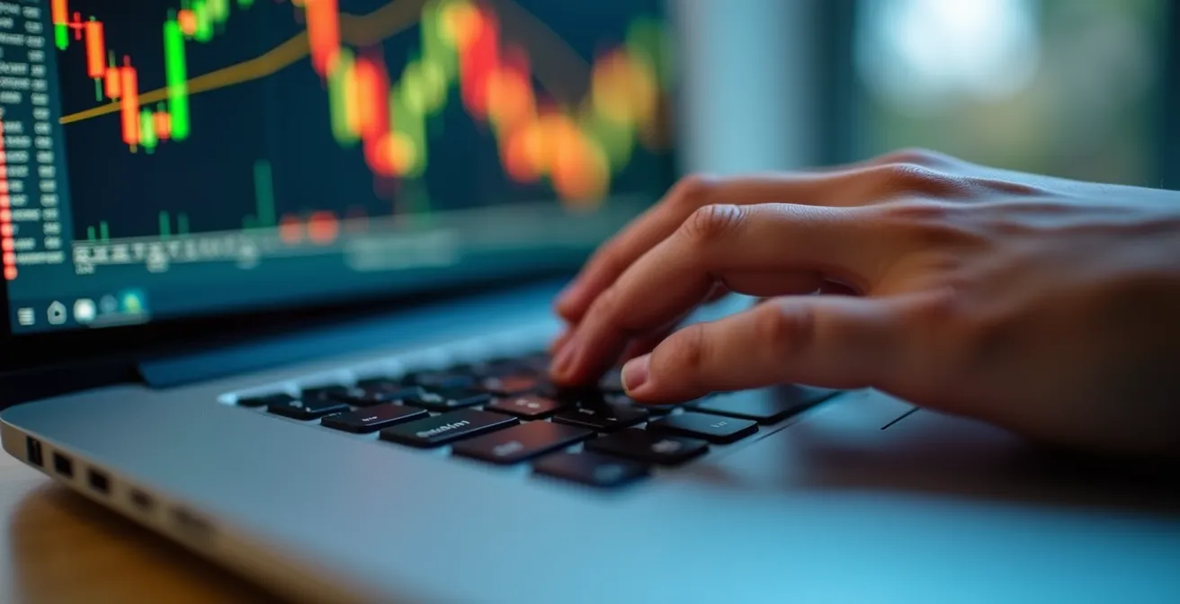 Nahaufnahme eines Computerbildschirms mit verschwommenem Excel-Ampelsystem für Lieferkettenrisiken