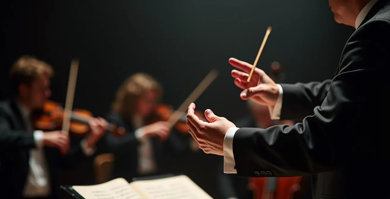 Dirigent signalisiert das Ende eines Musikstücks