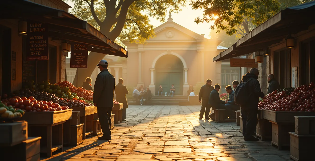 Lebendiger Wochenmarkt mit Einheimischen und versteckten kulturellen Orten