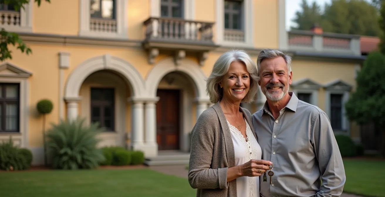 Elegante denkmalgeschützte Villa mit Garten aus Vogelperspektive