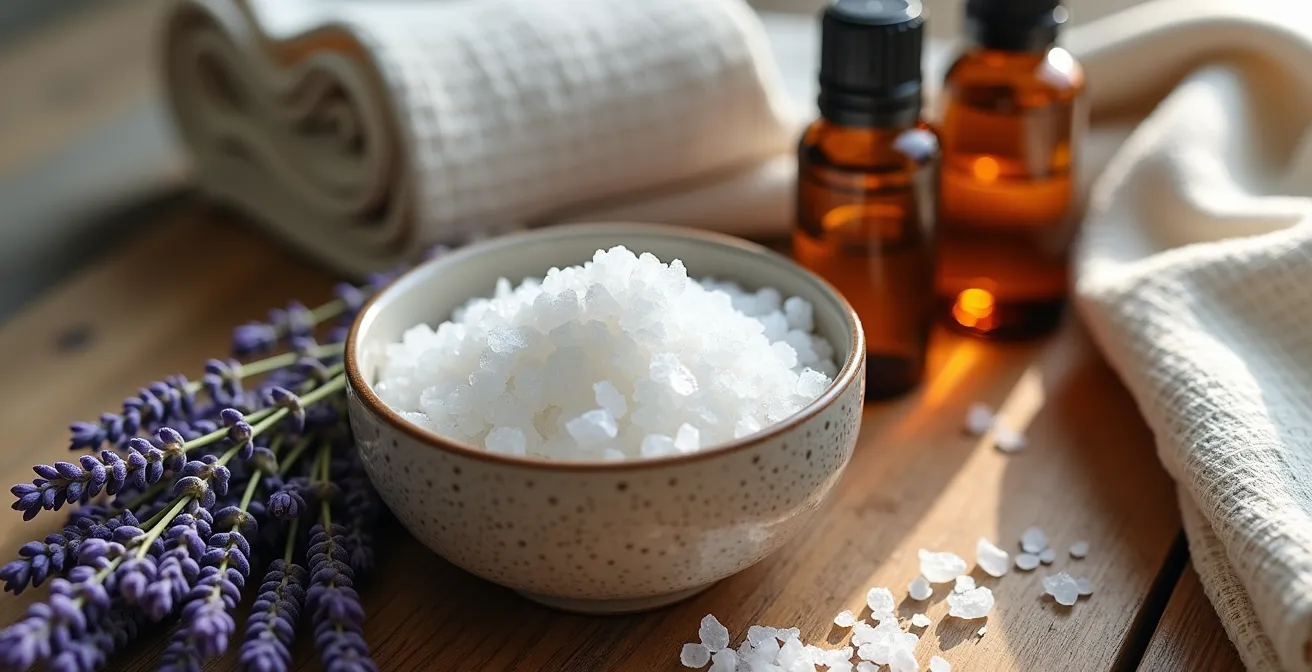 Gemütliche Regenerationsecke mit natürlichen Wellness-Elementen im minimalistischen deutschen Stil