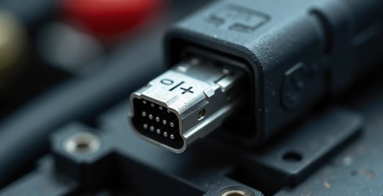 OBD2-Diagnose eines Elektroautos zur Batterieprüfung in einer deutschen Werkstatt