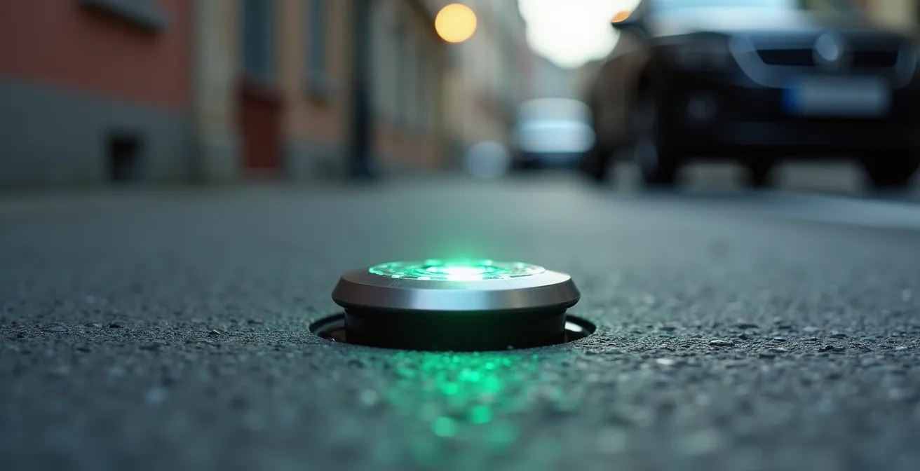 Moderne Parkplatzsensoren in einer deutschen Innenstadt