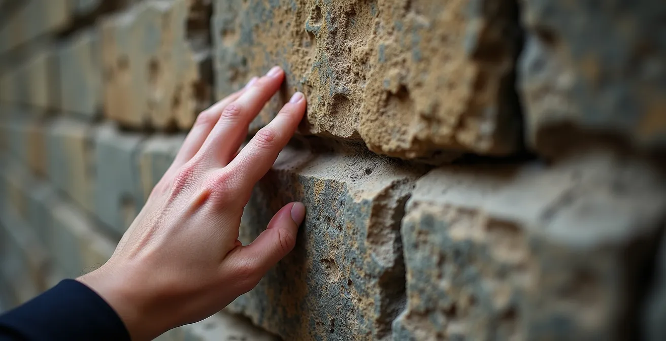 Person in stiller Betrachtung eines architektonischen Details