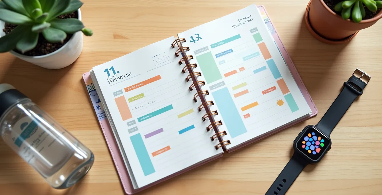 Strukturierter Trainingsplan mit integrierten Präventions- und Wellness-Terminen